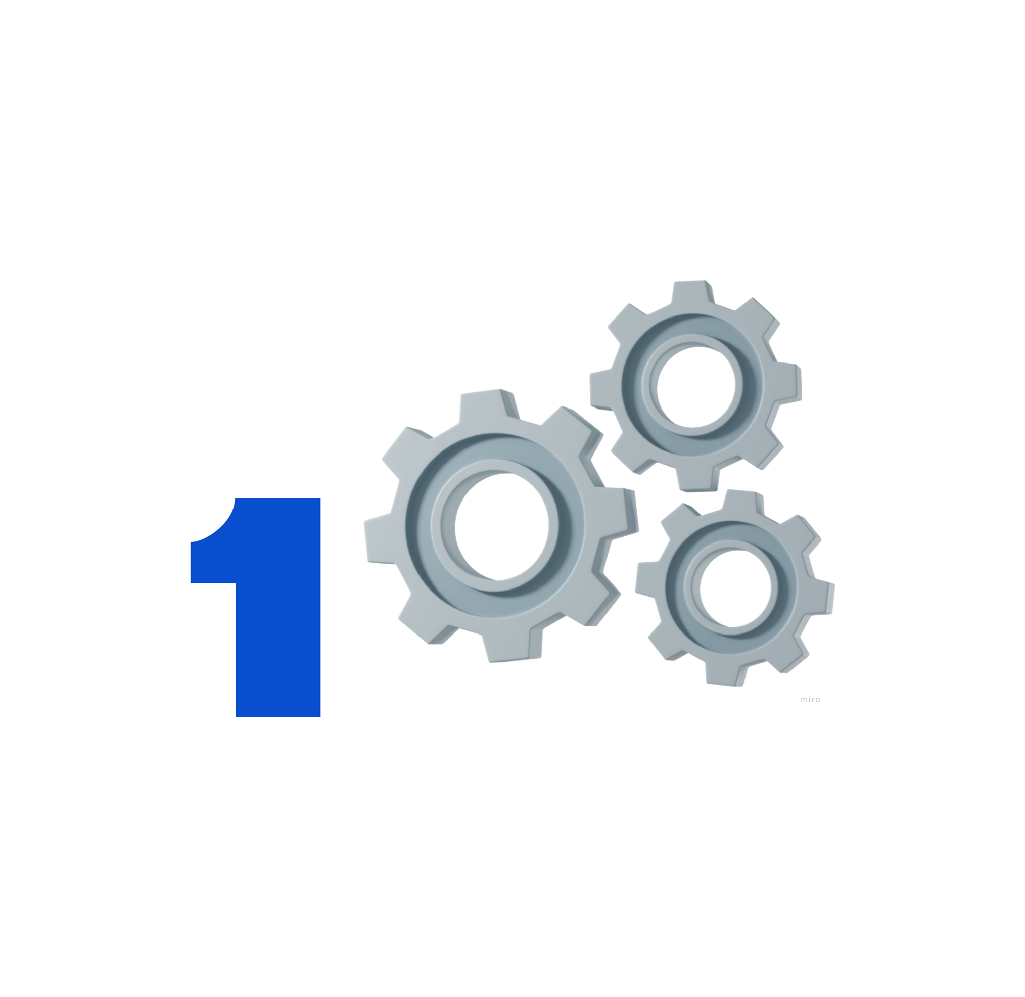 A blue logo with gears and the number 1