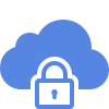 A blue cloud with a padlock on it