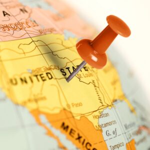 A pin is pinned to the map of the united states